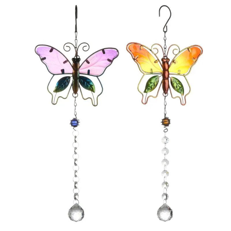 Decorative Figurines Objects & Crystal Sun Catcher Lighting Pendant Ball Prism Gardening Decoration Butterfly Ornament