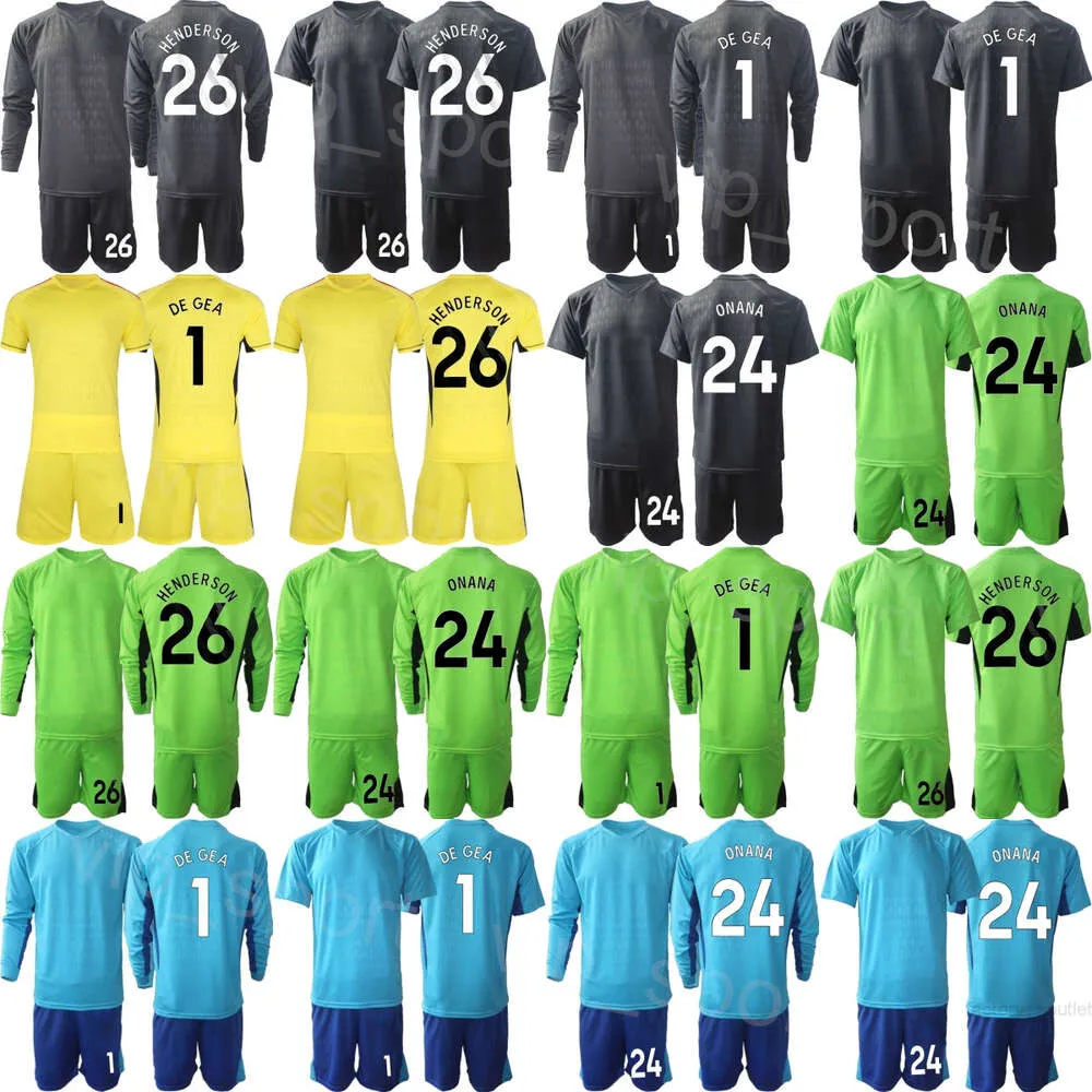 Drużyna klubowa mężczyzn Młodzież bramkarza piłkarska, Sergio Romero Jerseys Set 23-24 Long Rleeve Peter Schmeichel Edwin van der Sar Andre Onana David de Gea Football Shirt Manlian