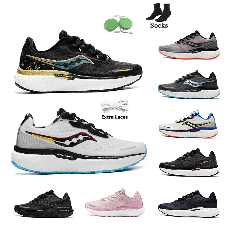 Saucony Triumph 19 Running Shoes Black, White, Green, Pink, Comfortable, Lightweight, Shock Absorbing, Breathable Men's and Women's Coach Sports Shoes size 36-45