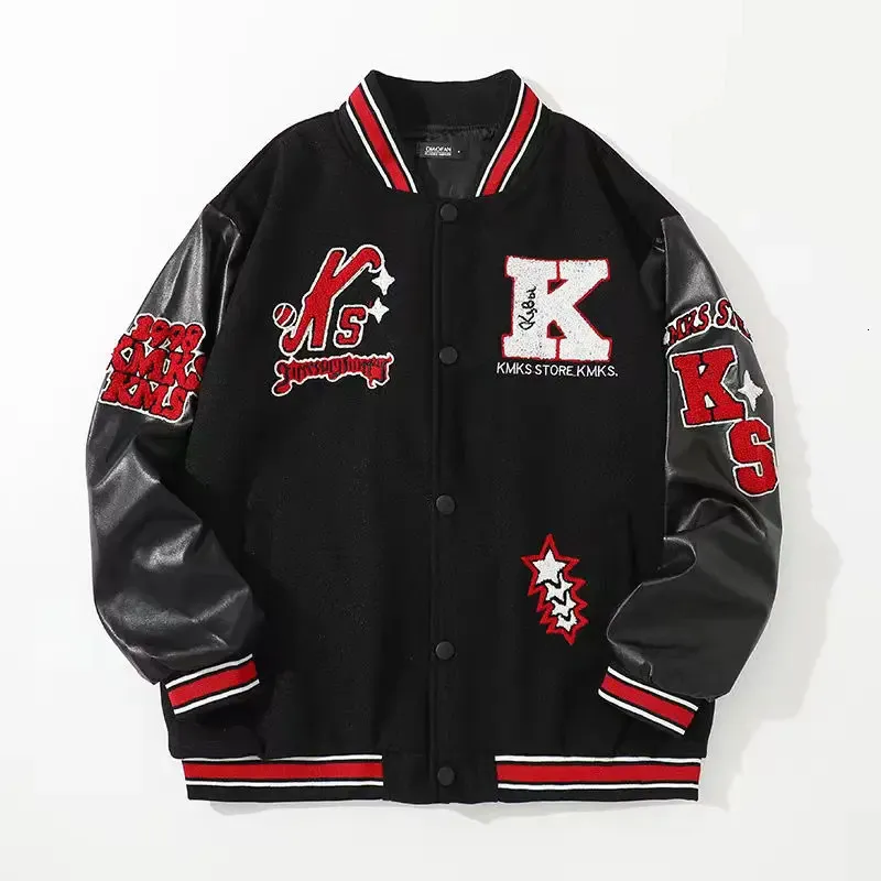 Men's Jackets American Letter Embroidered Jackets And Coats Men Y2K Harajuku Hip Hop Baseball Uniform Unisex Casual Loose Jackets Tops Men 231128