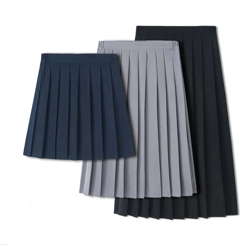 Skirts Preppy Black XS - 5XL Pleated Mini Skirt Short Women Summer Autumn Uniform High Waisted Skirts Knee Length Saia Feminina 230428