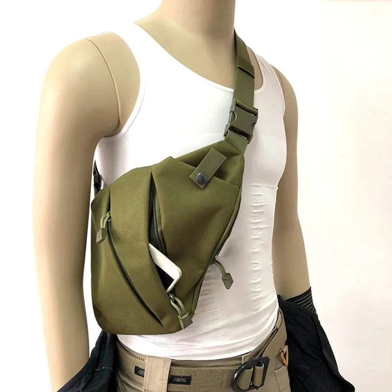 Harici çerçeve paketleri açık taktik depolama tabancası kılıf omuz çantaları erkekler antithefeft göğüs naylon spor avcılığı crossbody tabanca 230427