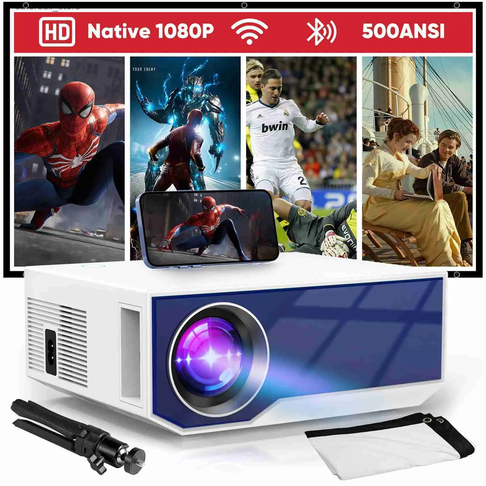 Proiettori ZDK GC05 Proiettore LCD Full HD nativo 1080P WiFi Audio e video Dispositivi portatili con schermo di controllo remoto per home theater Q231128