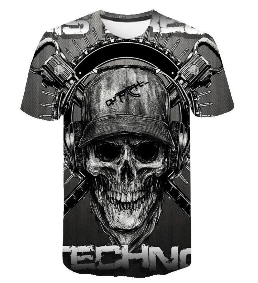 Skull T Shirt Men Szkielet Tshirt punk rock tshirt pistolet t -koszulka 3D druk tshirt vintage men unto odzieży letnie topy plus rozmiar 6xl7958515