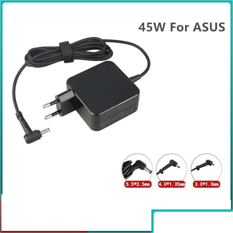 Laptop Adapters Chargers 45W Power Adapter 19V 2.37A Väggladdare 4,0 x1,35 mm för Asus Tablet European Notebook US EU UK Plug 5.5 x 2. DHDP5