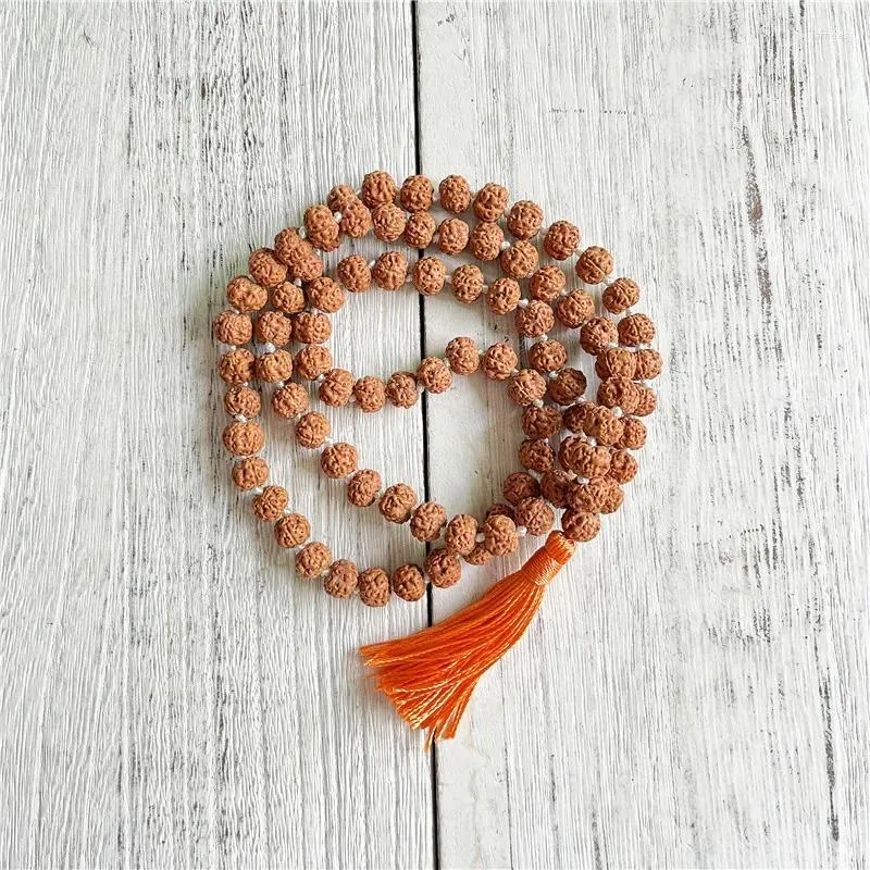 Hänge halsband 28 tum rudraksha pärla halsband bodhi armband shiva tårar korta tofs hand knuten bön mala