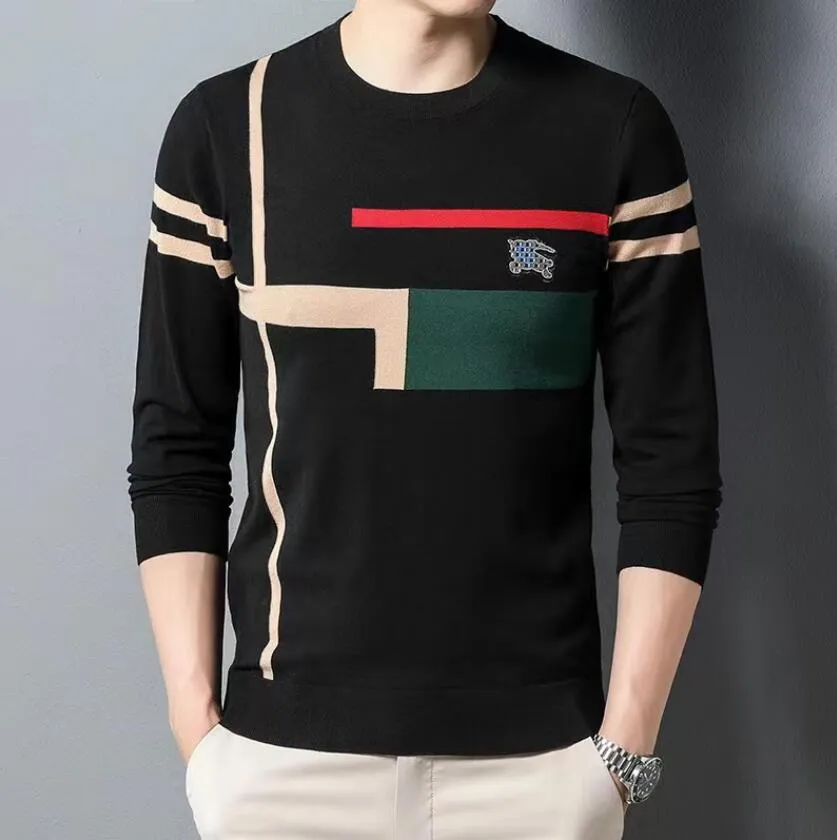Herenontwerper Sweater Sweater Sweater 2023 Herfst nieuw modemerk lange mouw dunne trui heren jeugd Koreaanse ronde nek onderlaag