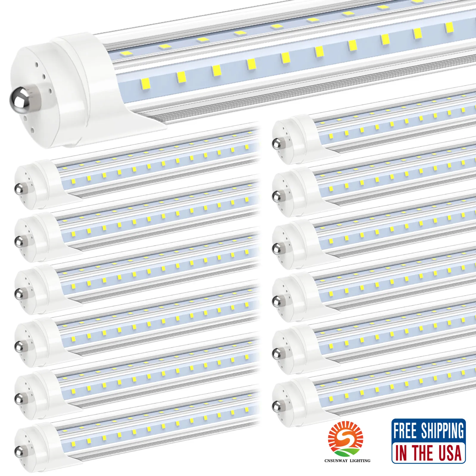 2400 mm LED-buis T8 72W V-vormige en durale rij dubbele zijden SMD2835 LED-lichtbuizen 8ft LED AC 85-265V Sunwaylightinging