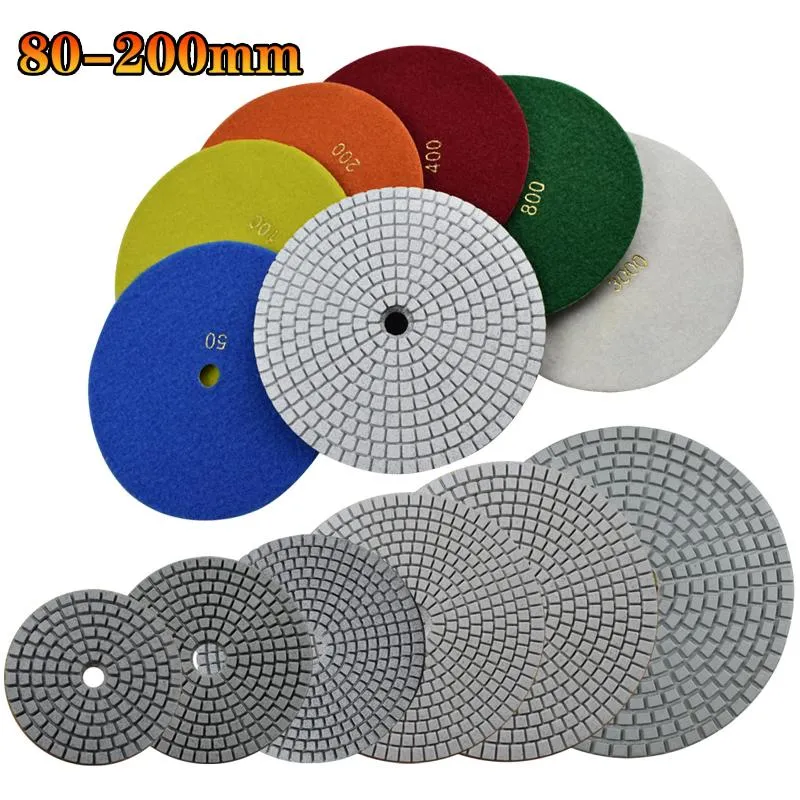 Polijstpads 80 mm200 mm Toard de polissage diamant outil Abrasif humide pour le ponçage en marbre en marbre Pack de comptoir de granit de 7 pcs 3/4/5/6/7/8 pouces