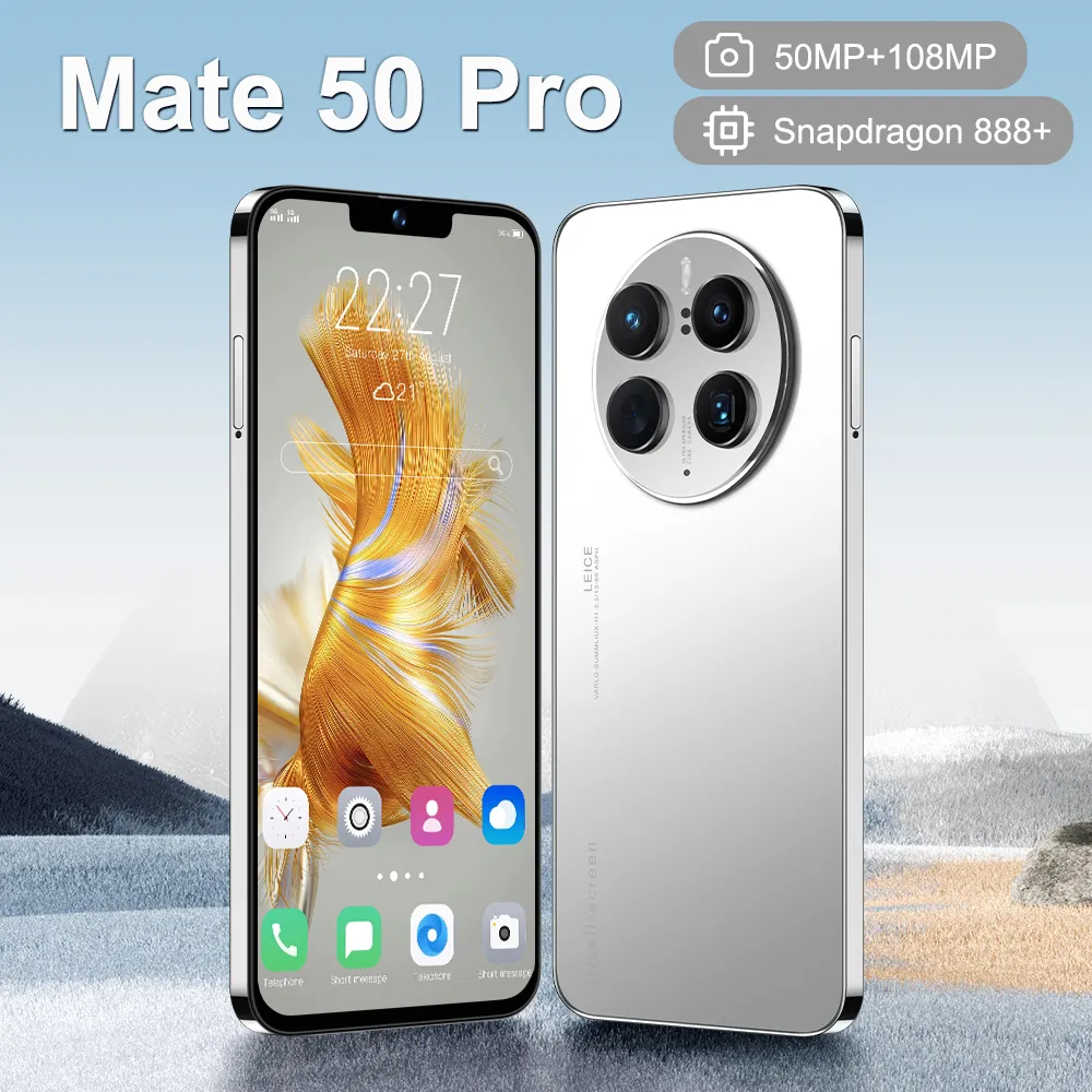 Обновления 7,3 дюйма с полноэкранным сотовым телефоном Mate50 Pro Смартфон Android 10.0 12G 512G разблокирован