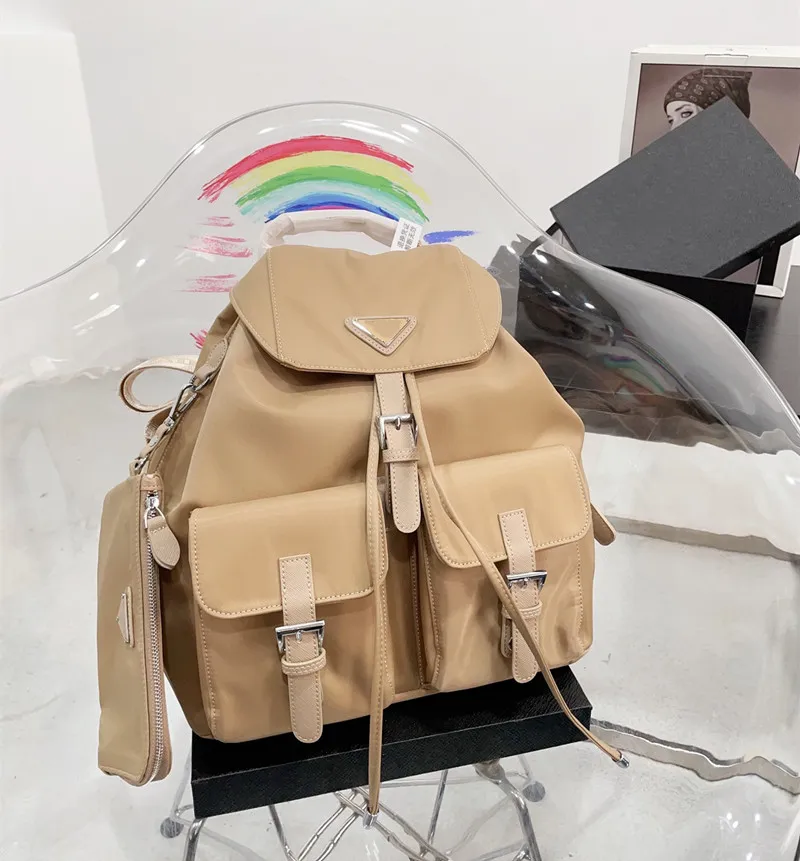 Pradi Casual Canvas Backpacks for Men and Women Fashionable Black Triangle Totes Bag Sumptuous Designer Bags