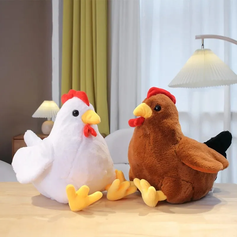 30-40 cm Kawaii Weiß Ein Fetter Hahn Stofftier Cartoon Simulation Tier Huhn Plüsch Puppe Grundschüler Geschenk Für Kinder LA632