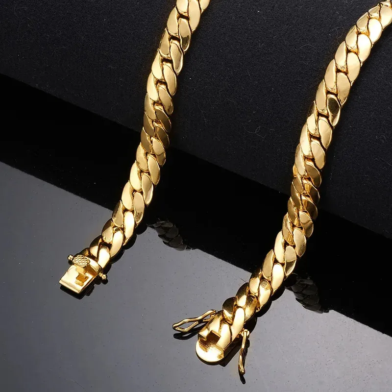14mm Hip Hop Tennis Chain: Men's 18k Gold Plated Diamond Cuban Link