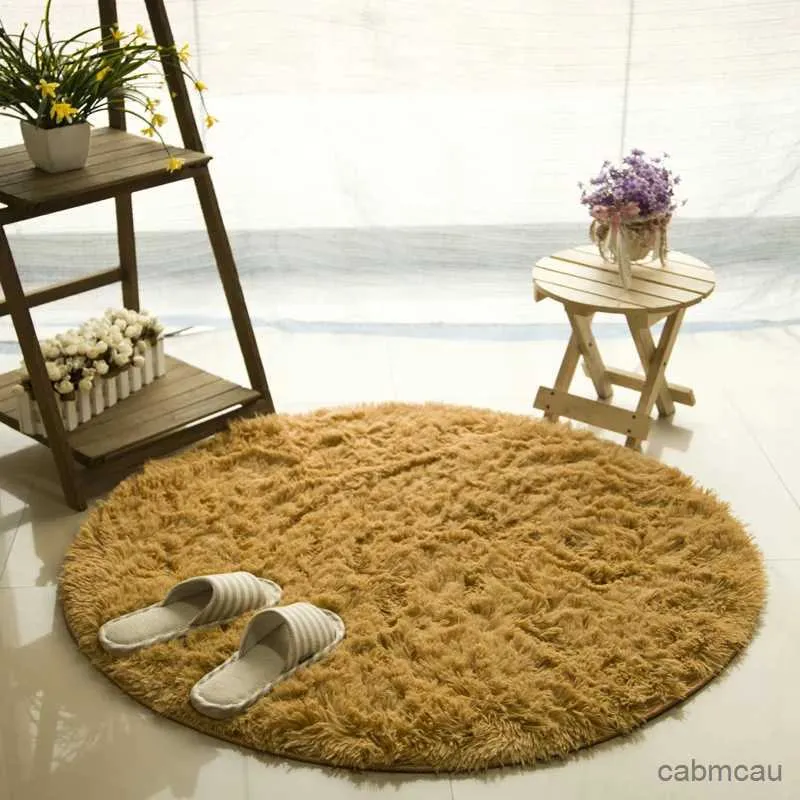 Carpets Modern Plush Round Carpet For Living Room Bedroom Fluffy Soft Solid Color Area Rugs Balcony Floor Mats Camping Tent Mat White