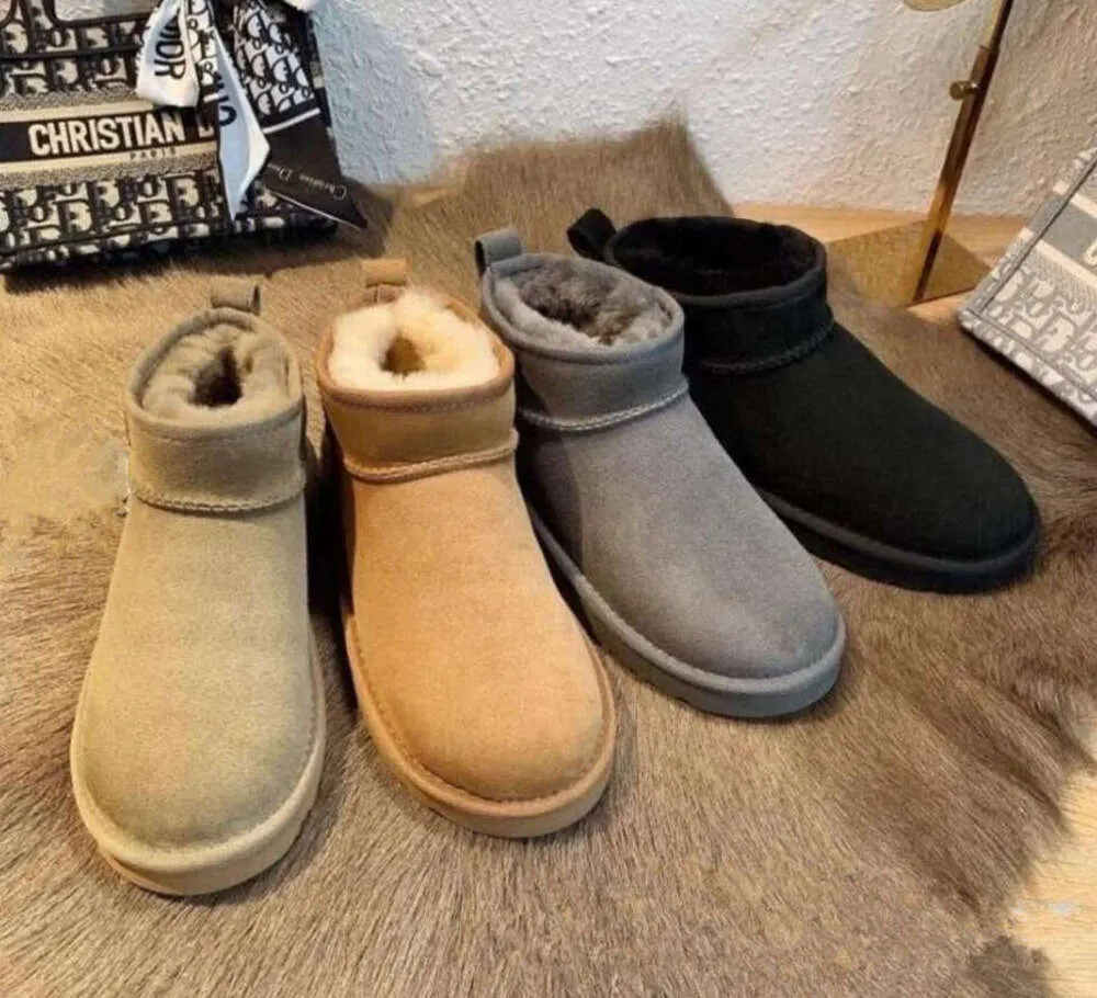 UGGsity Hot Australia Stivali caldi classici australiani Mini stivali da neve da donna USA GS 585401 Inverno Pelliccia piena Stivaletti in raso peloso soffice Stivaletti pantofole 625ess