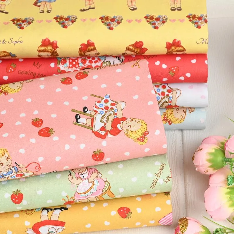 Fabric wide110cm Sophia Girl's Cotton Fabric Fashion Print For Child Cloth Patchwork Needlework Sewing DIY Dress Fabric Material