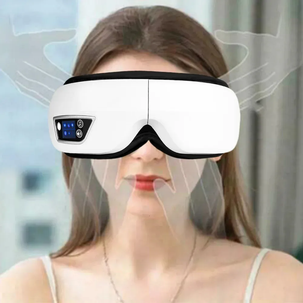 Dispositivos de cuidado facial 6D Instrumento de masaje ocular Smart Airbag Vibración Cuidado de los ojos Comprimir Bluetooth Masajeador de ojos Gafas Fatiga Bolsa Arrugas 231128