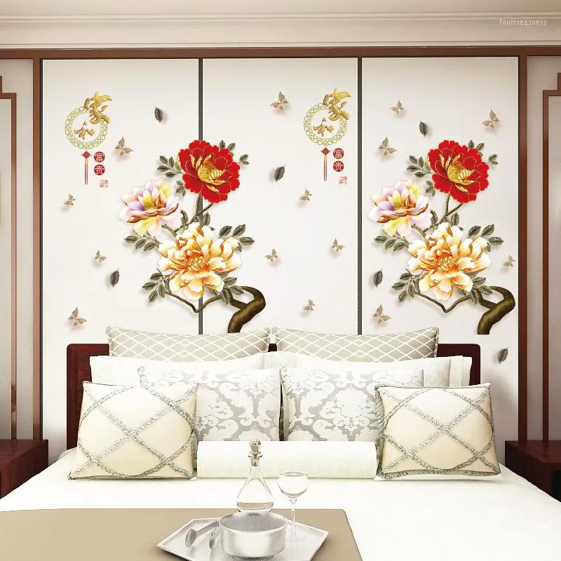 Wall Stickers Flowers 3d 3D Peony Chinese Style DIY Art Decal Decoration  Romantic Flower Decals Mural Wallpapers From Fourrseasonss, $10.84