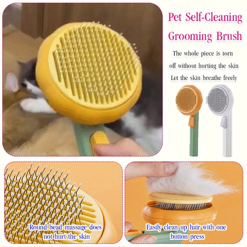 Grooming Kat Kam Pompoen Zelfreinigende Gelikter Kam voor Hond Kat Puppy Grooming Brush Tool Verwijdert Losse Ondervacht Verward Haar