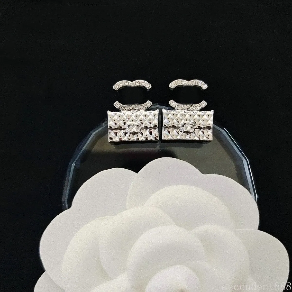 Boucles d'oreilles en diamant avec lettres de styliste, bijoux de marque, accessoires cadeaux de fête de mariage