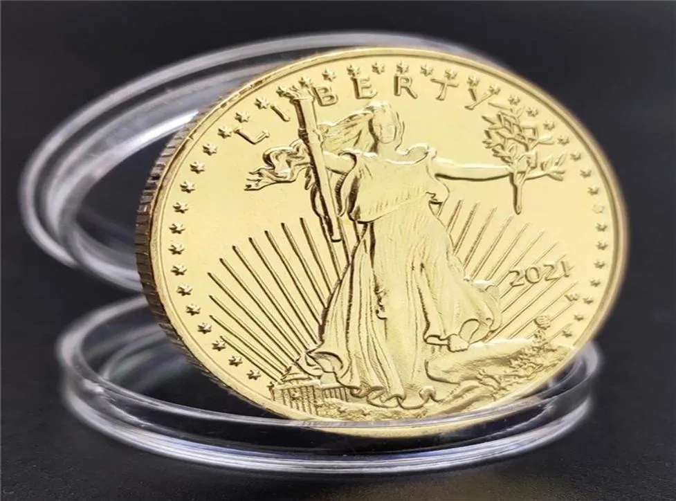 Non Magnetic dom Eagle Badge Gold Plated Commemorative Coin American Statue Liberty Acceptable Coins Small Large Sizea19215o6250216