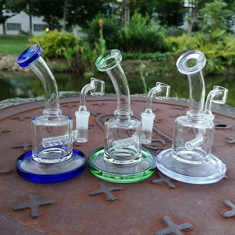 Newest 6 Inch Mini Oil Dab Rigs Inline Perc 5mm Thick Glass Bong 14mm Female Joint Bongs Water Pipe With 4mm Quartz Banger