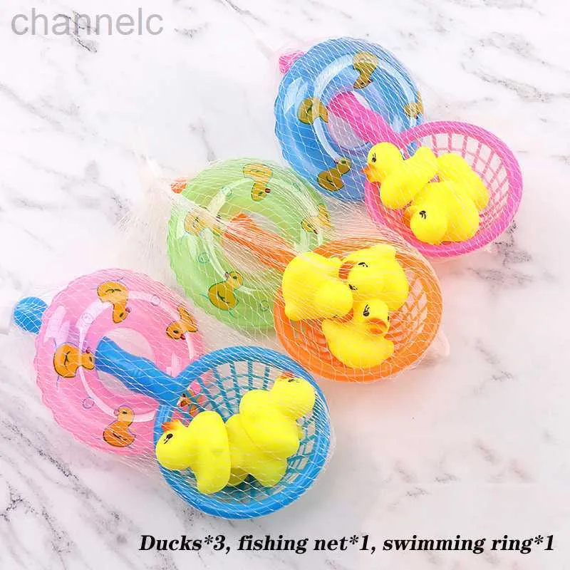 Kids Duck Toy Bath Set With Floating Swimming Rings, Rubber Ducks