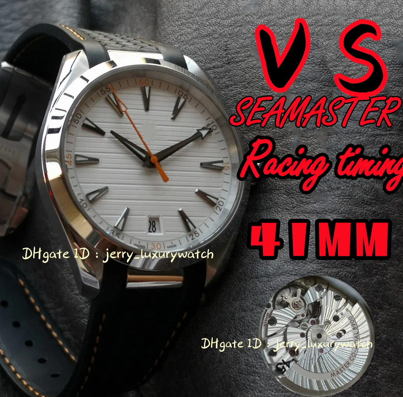 VS Luxury Men's Dyk Watch 150m dykning Alla stilar, 41mm. 8900 Automatic Mechanical Movement, 316L finstålsrem, tejp vit 220.12.41.21