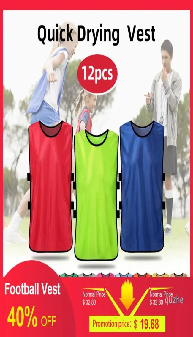 Volwassenen 12 stuks voetbal hesjes sneldrogend voetbalvest jerseys scrimmage sportvest ademend teamtraining slabbetjes voetbal3982849