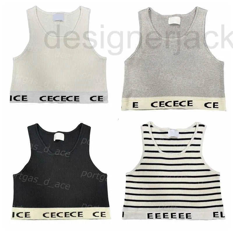 Tanques femininos Camis Designer Letters Knit Tank Tops Branco preto listrado feminino top