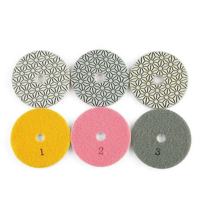 Polijstpads 4 "Diamant Nat 3 Stappen Polijstpad voor Beton Graniet Marmer Steen 100mm Harsschijf 3 stks/set Schuurschijven Polijstgereedschap