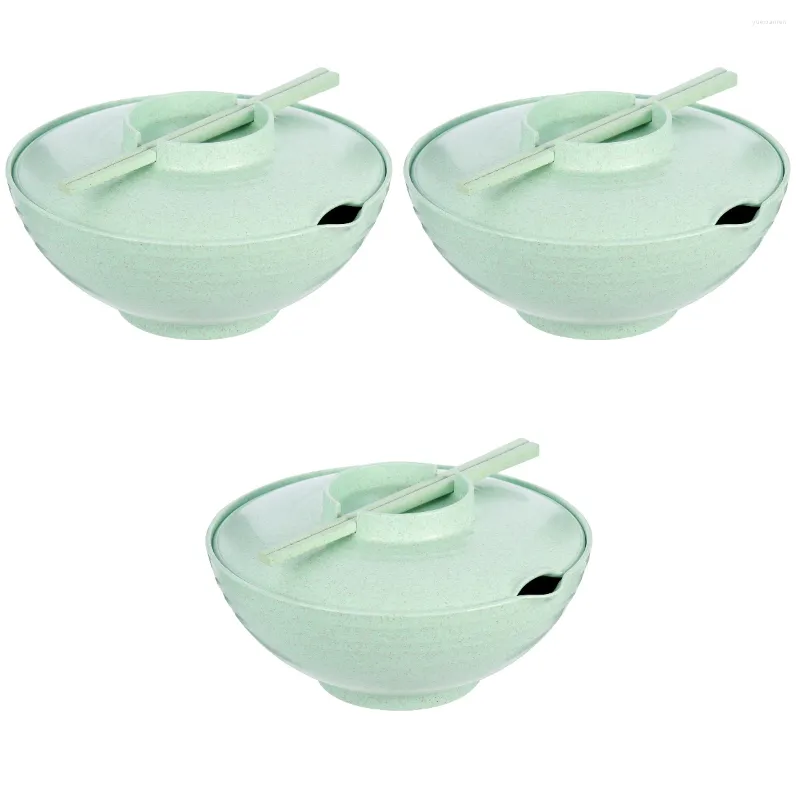 Bowls 3 Sets Of Japanese Ramen Bowl Restaurant Covered Noodle With Chopsticks Spoon