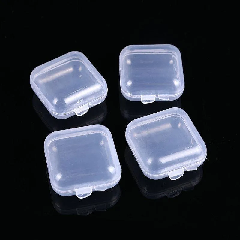 35x35x17mm Mini Caja pequeña de plástico transparente Joyería Tapones para los oídos Caja de almacenamiento Caja Contenedor Maquillaje Organizador transparente Cajas de regalo Ujgpo