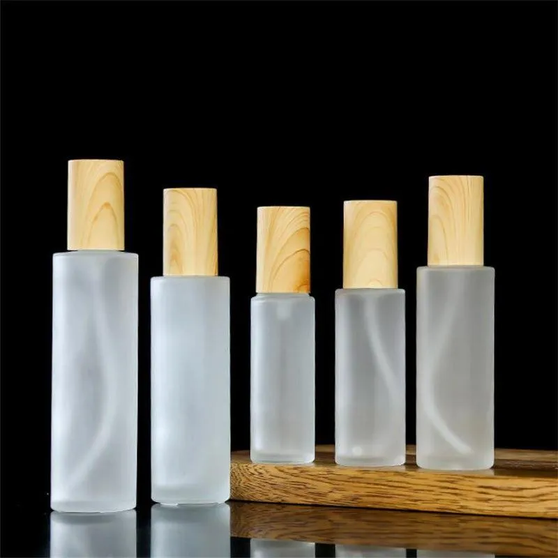 フロストガラスボトルフェイスクリームジャーローションスプレーポンプボトル補充可能な化粧品コンテナ20ml 30ml 40ml 50ml 60ml 80ml 100ml 120ml W ggsa