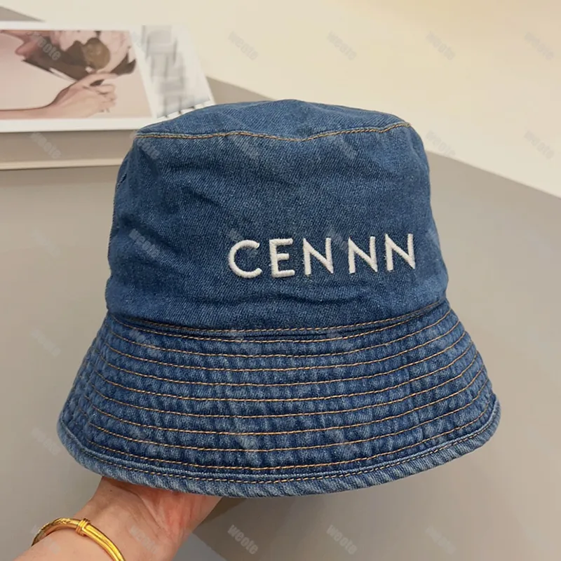 Embroidered Denim Ganni Bucket Hat For Women And Men Casual