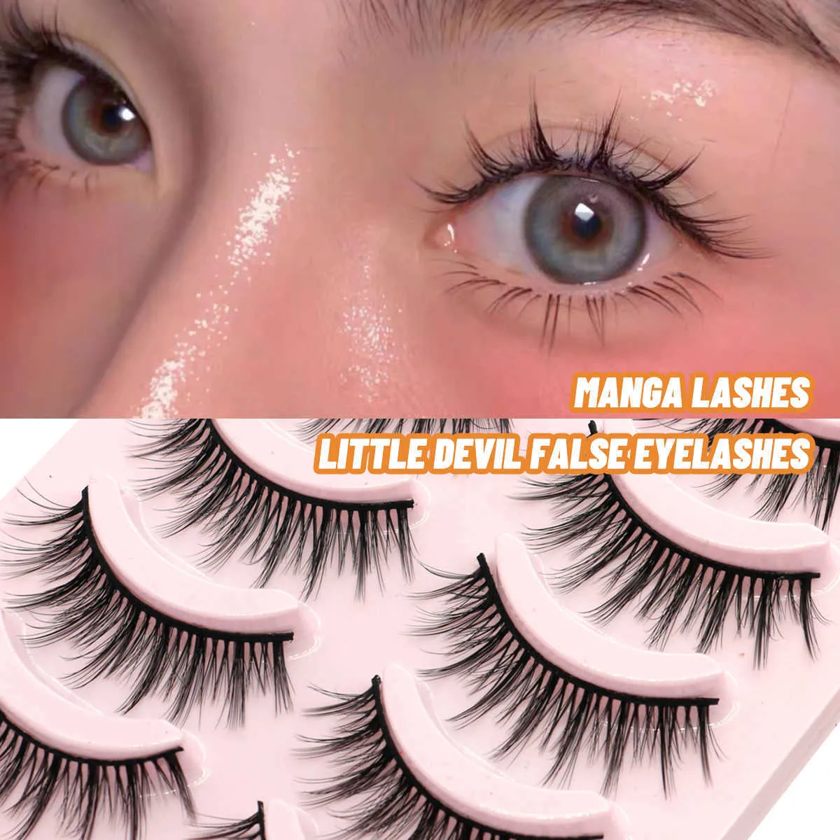 3 PCFALSE ESHELASHES Гроинней 2/5 Пары 3D Faux Mink Lashes Natural Cosplay Faily Eshies Natural японские серьезные манги инструменты макияжа Z0428