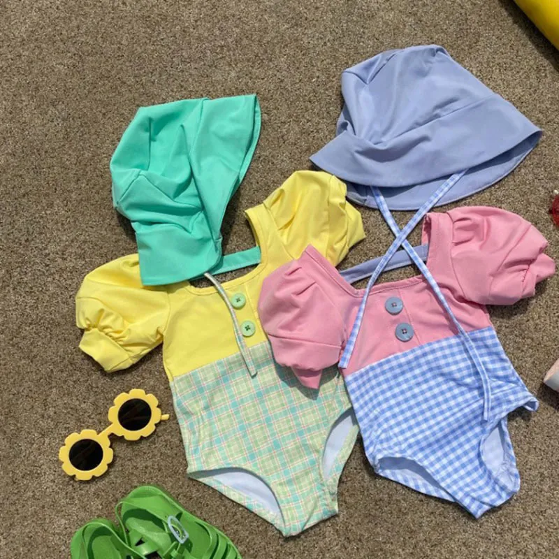 OnePieces MILANCEL Summer Childrens Swimsuit Girls Puff Sleeve 230427