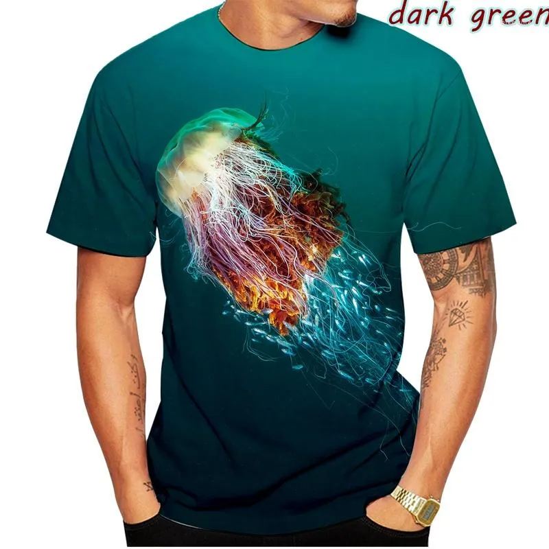 Мужские рубашки T 2023 3D Принт глубоководная рубашка медузы выходит на улицу Высококачественные красочные повседневные унисекс красивые