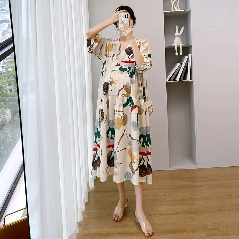 loose nursing dress Latched Mama Coastline Cotton Zip Nursing Dress