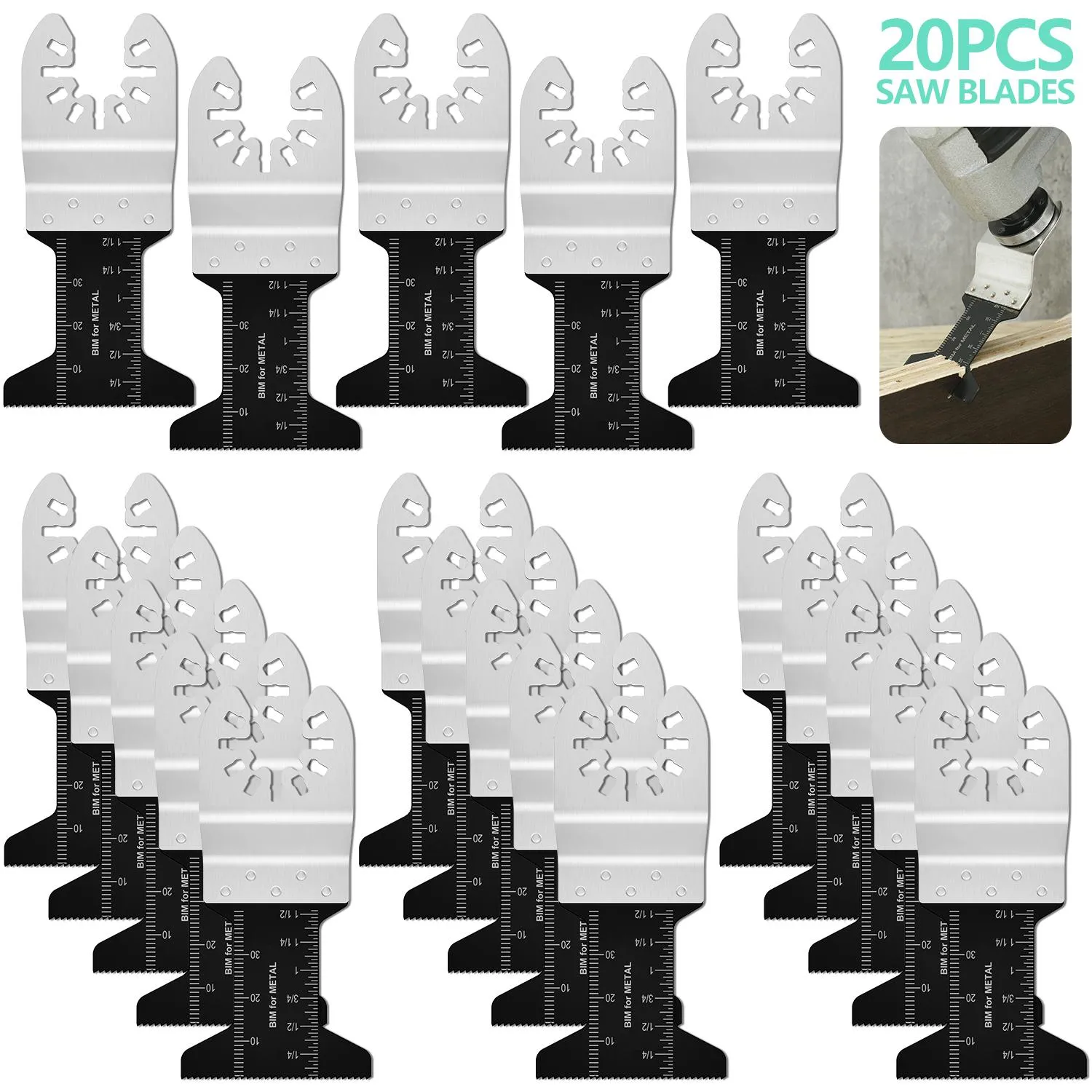 Zaagbladen 20 pièces ensemble de lames de scie oscillantes bimétalliques multi-outils lames de scie lames multi-outils pour bois plastique métal mou coupe rapide