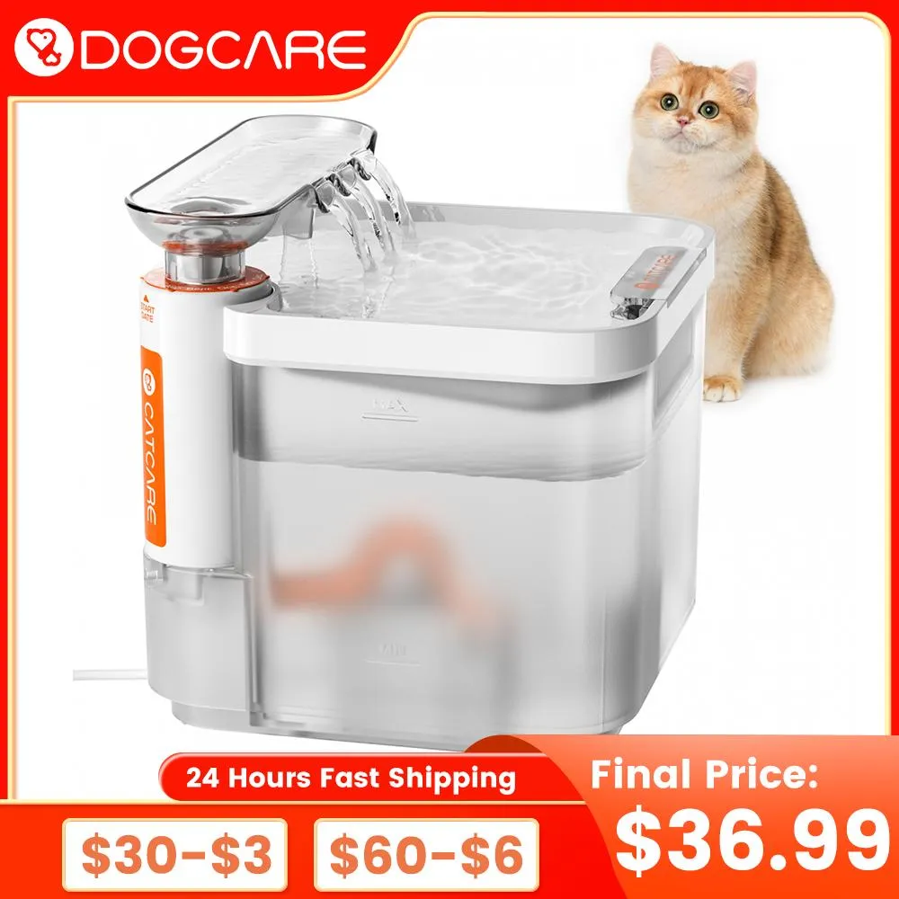 Suprimentos DOGCARE Fonte de água para gatos 2,5L Dispensador automático de fontes de água para animais de estimação para beber cães e gatos com tecnologia de filtragem patenteada