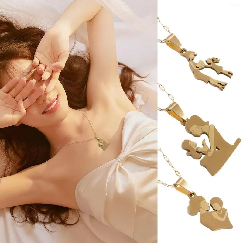 Ketten Muttertagsgeschenk Halskette Ornamente Schöne Mode Liebevoll Titan Stahl Mutter Frauen Herzförmige Halsketten Für