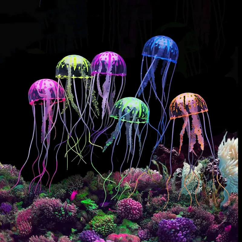 Decorazioni Acquario artificiale Nuotata Effetto incandescente Meduse  Serbatoio per pesci in silicone Decorazione Ornamento Paesaggio Forniture  per