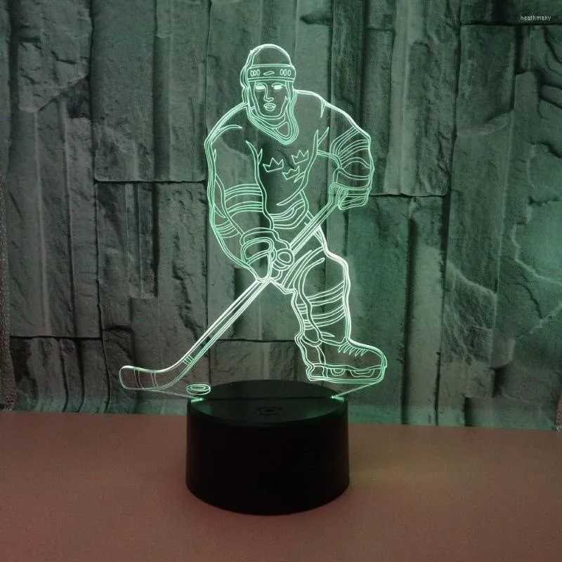 Nocne światła czujnik 3D LIKA LED Remote Touch Switch Hockey Player Kolorowa lampka akrylowa USB sportowa dekoracja świąteczna