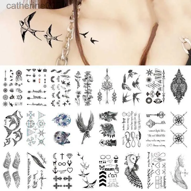 Tatoeages Gekleurde Tekening Stickers Waterdichte Tijdelijke Tattoo Stickers Vrouwen Volledige Lichaam Make-up Dayan Vleugels Decal Flash Nep Tatoeages Voor Mannen vrouwenL231128