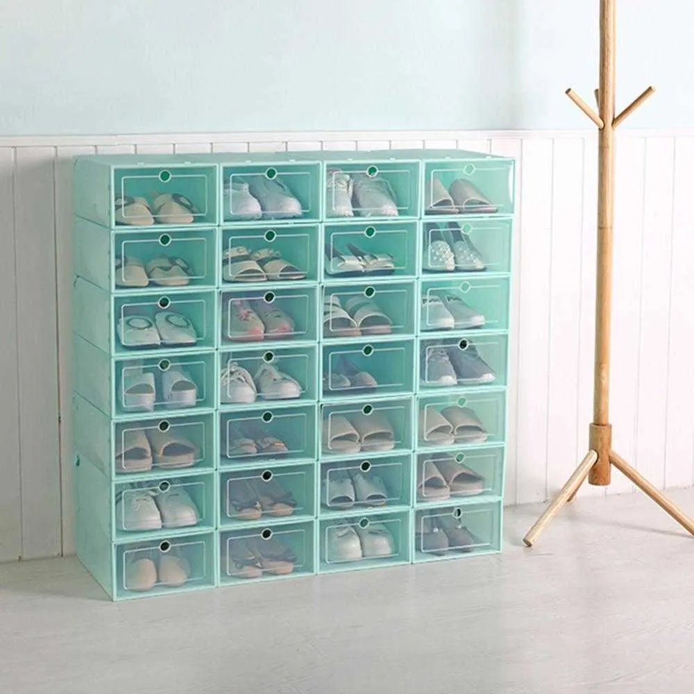 Bins Rack Organizer Dustproof Transparent Storage Stackable Boxes Drawer Shoes Case Sundries W0428