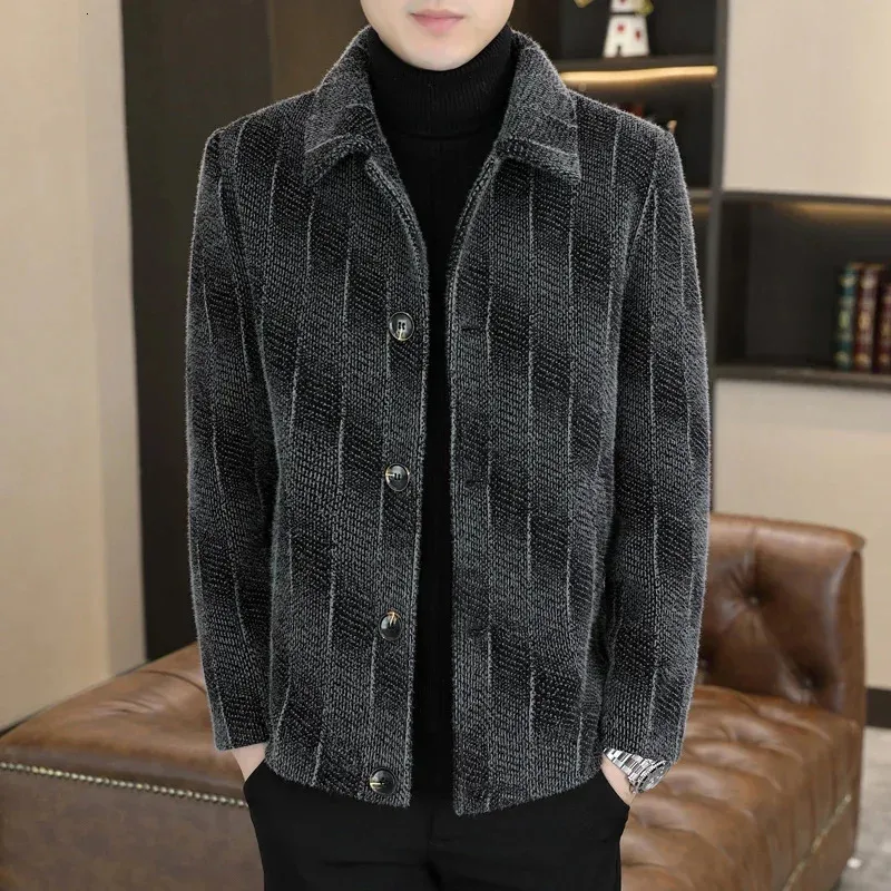 Piumino da uomo Parka Cappotto di lana Corto Elegante e bello Versione coreana Giacca con bavero Top Spesse Giacche invernali Formali 231128