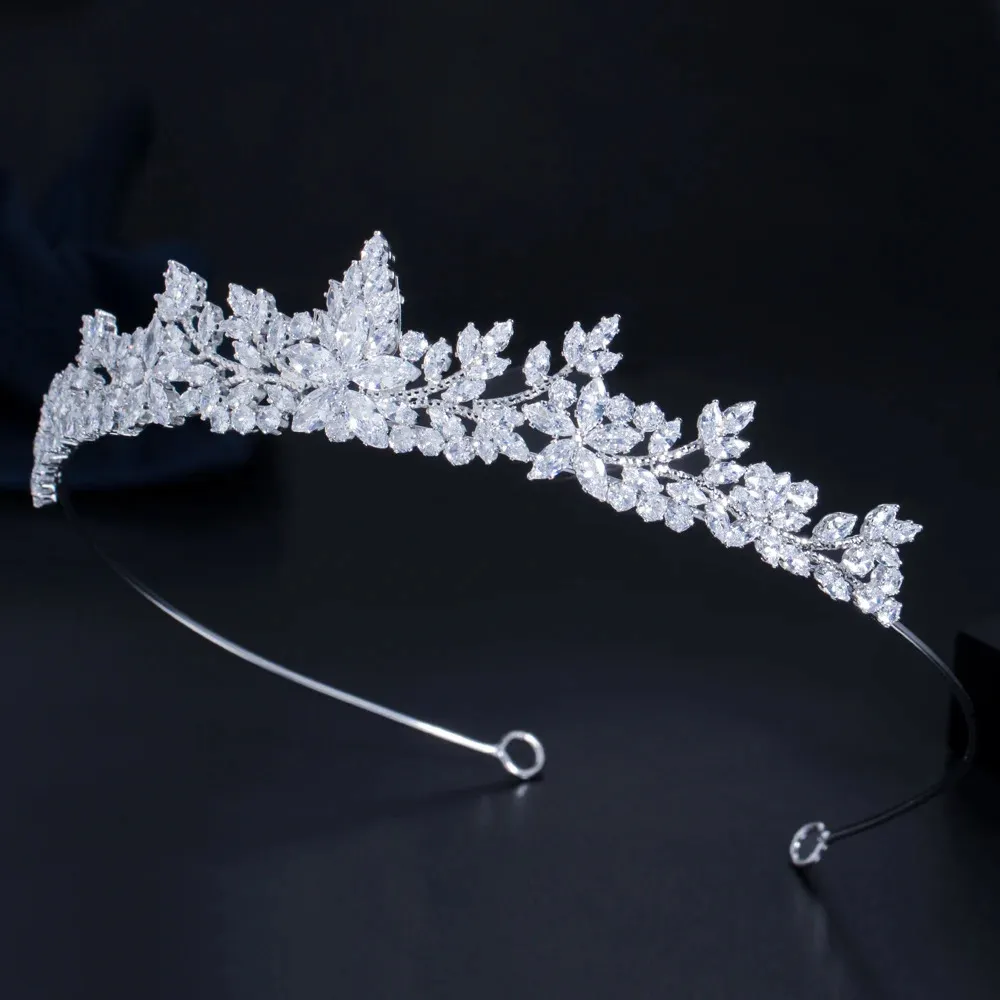 Bijoux de cheveux de mariage CWWZircons Marquise coupe cubique zircone fleur diadème couronne accessoires de cheveux de mariage pour les mariées chapeaux bijoux fantaisie A032 231128