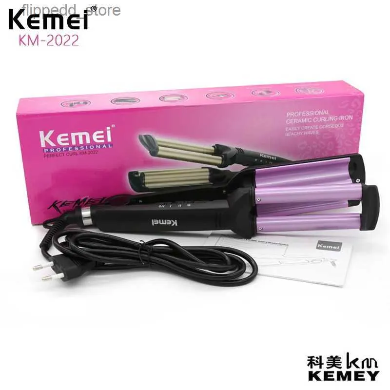 Curling Irons Kemei KM-2022 Ceramiczna trzy prędkość termostatyczna stała temperatura Profesjonalna fala Curling Irons Cymping Iron Irontools Q231128