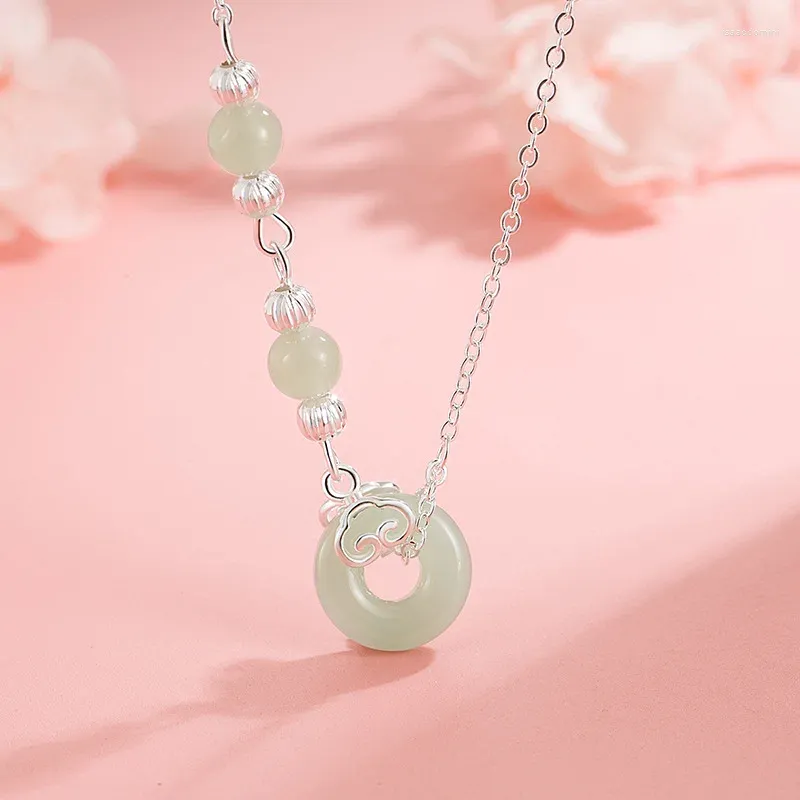 Pendentif Colliers Jade Safe Perles Collier pour Femmes Or Blanc Couleur Plaqué Chandail Chaîne Bijoux De Mode Femme